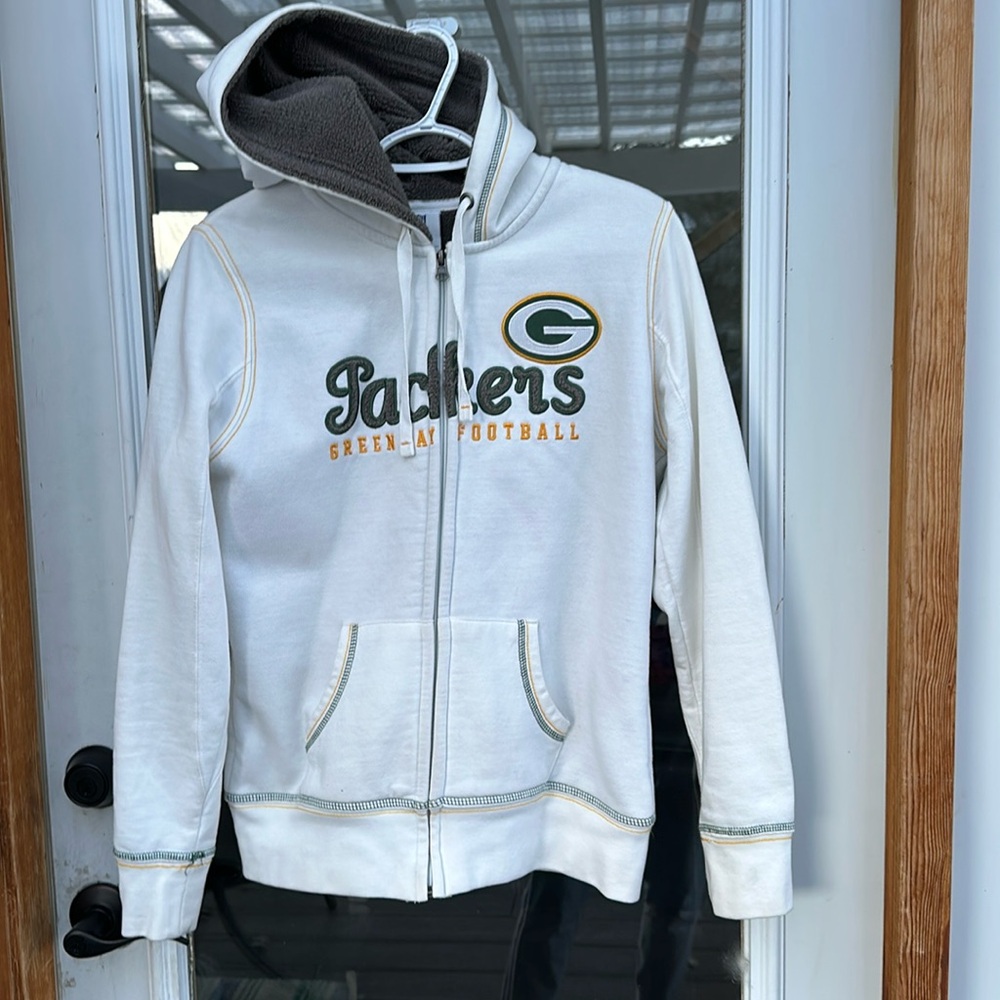 GREEN BAY PACKERS Fleeced Lined White Hoody - great Xmas gift!